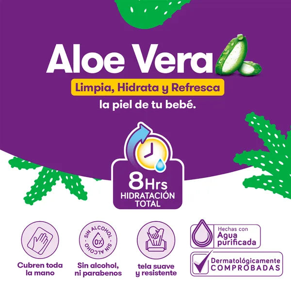 PAÑITOS HÚMEDOS PEQUEÑÍN CON ALOE FLAT PACK X 100 UNIDADES