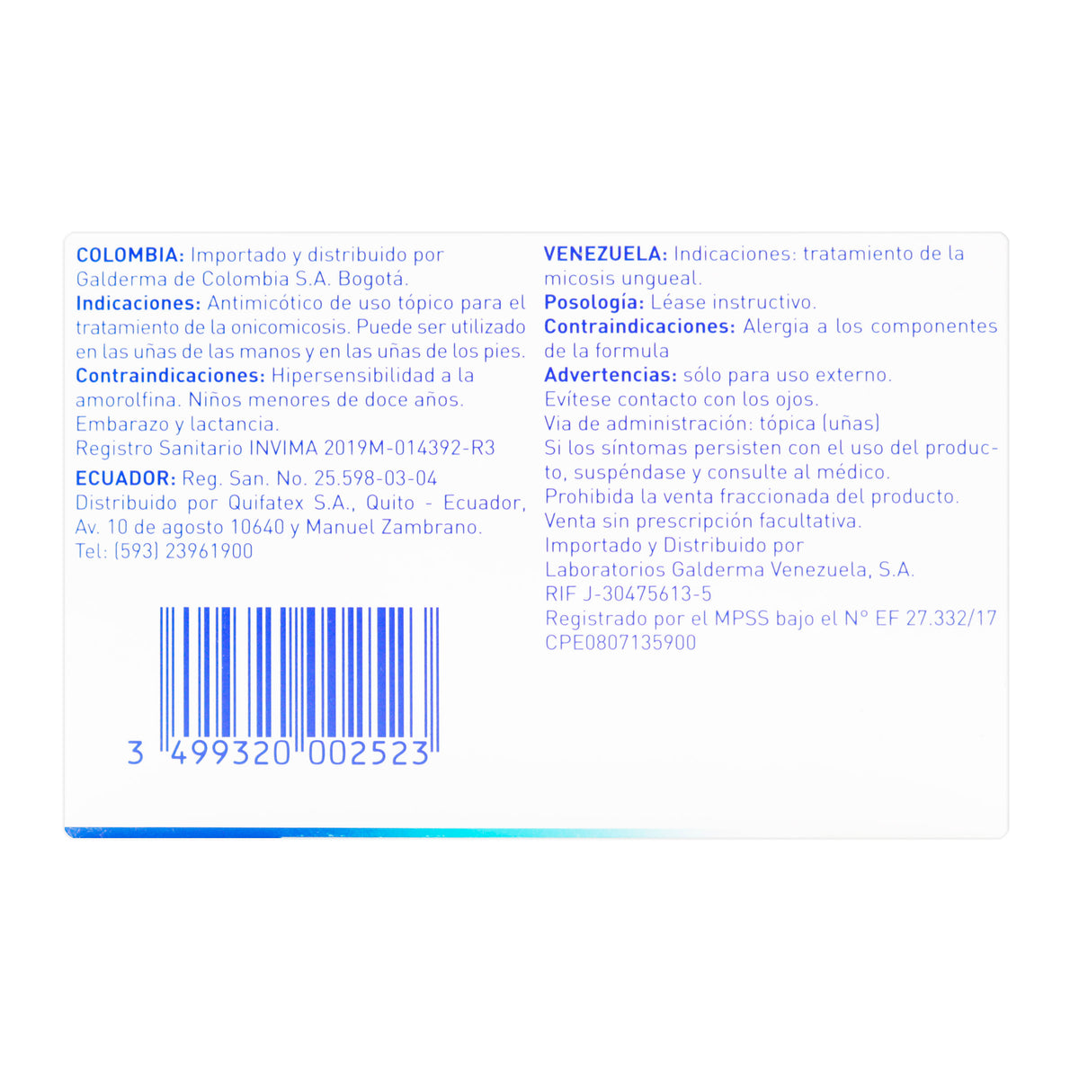 LOCERYL 5% LACA 2.5 ML