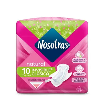 TOALLA NOSOTRAS NATURAL INVISIBLE CLÁSICA TELA X 10 UNIDADES