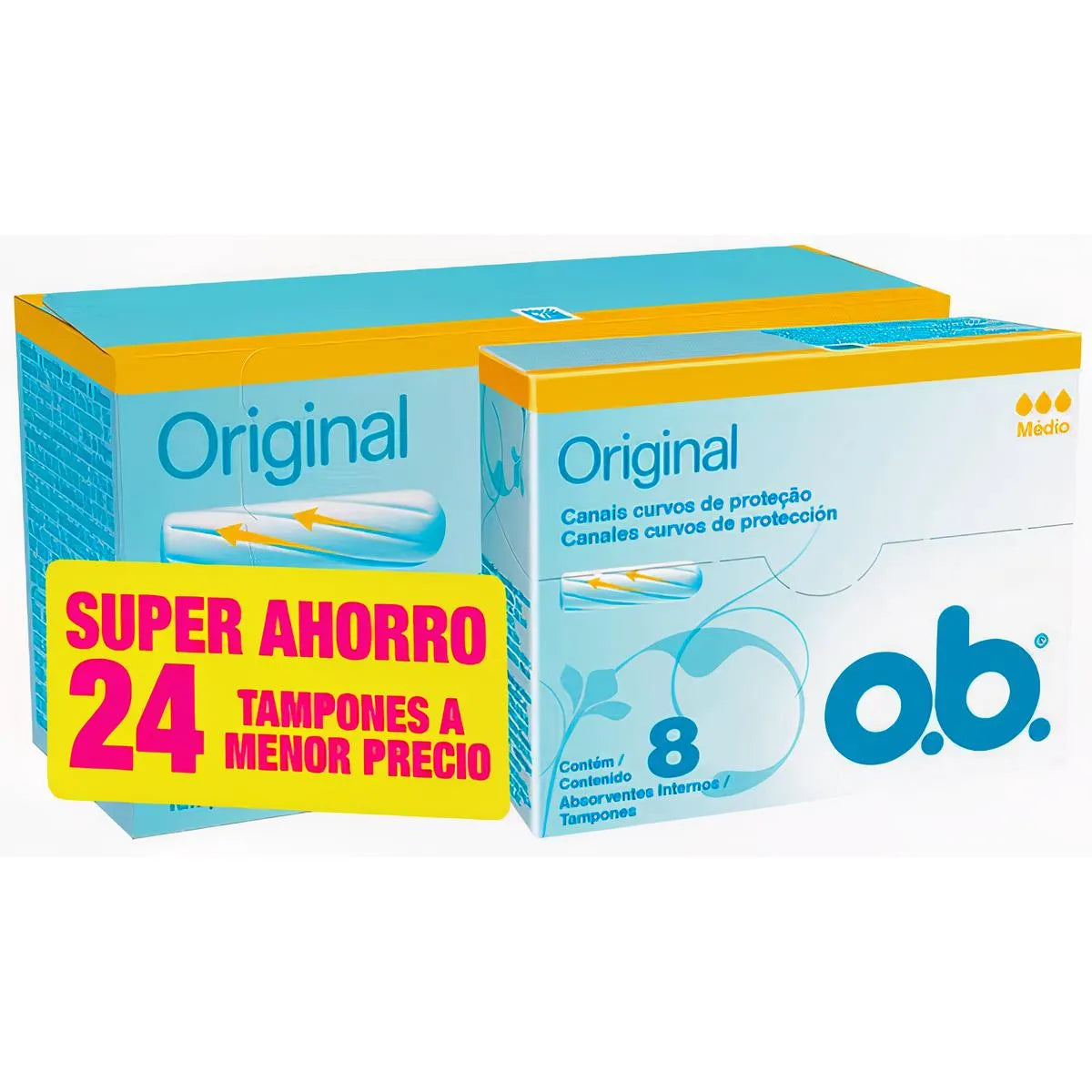 TAMPÓN O.B. ORIGINAL MEDIO X 16 UND + O.B. ORIGINAL MEDIO X 8 UND
