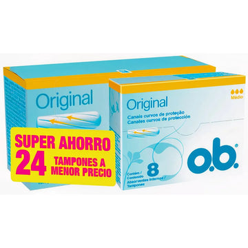 TAMPÓN O.B. ORIGINAL MEDIO X 16 UND + O.B. ORIGINAL MEDIO X 8 UND