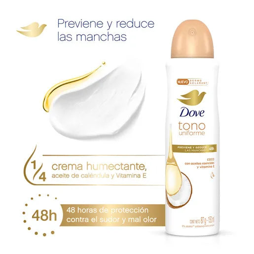 DESODORANTE DOVE SPRAY TONO UNIFORME COCO MUJER 150 ML