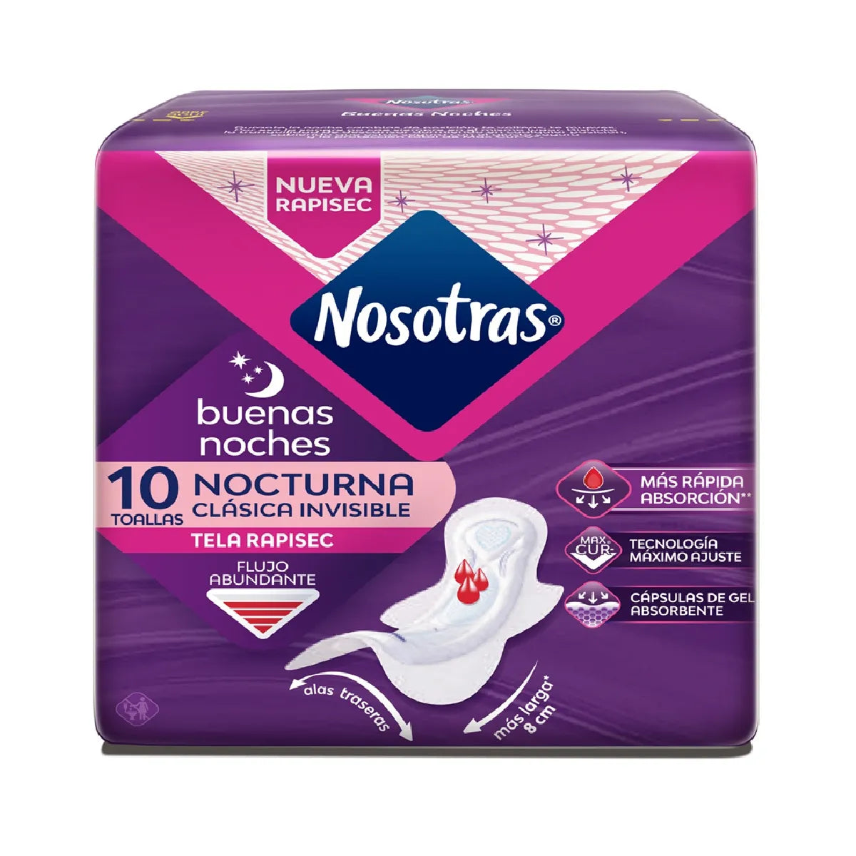 TOALLA NOSOTRAS BUENAS NOCHES INVISIBLE RAPIGEL X 10 UNIDADES