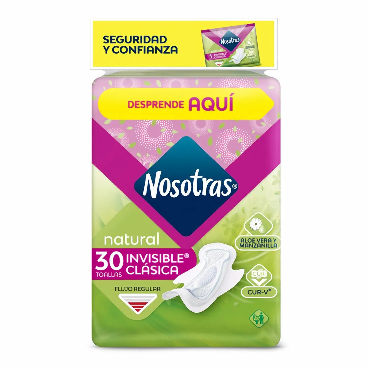 TOALLA NOSOTRAS NATURAL INVISIBLE CLÁSICA TELA X 30 UNIDADES