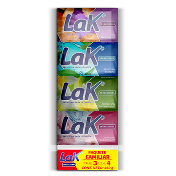 4 JABON LAK SENSACIONES PAQUETE 110GR