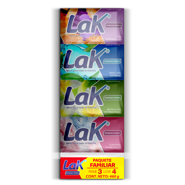 4 JABON LAK SENSACIONES PAQUETE 110GR
