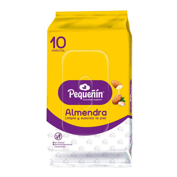 PAÑITOS HÚMEDOS PEQUEÑÍN CON ALMENDRAS X 10 UNIDADES