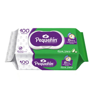 PAÑITOS HÚMEDOS PEQUEÑÍN CON ALOE FLAT PACK X 100 UNIDADES