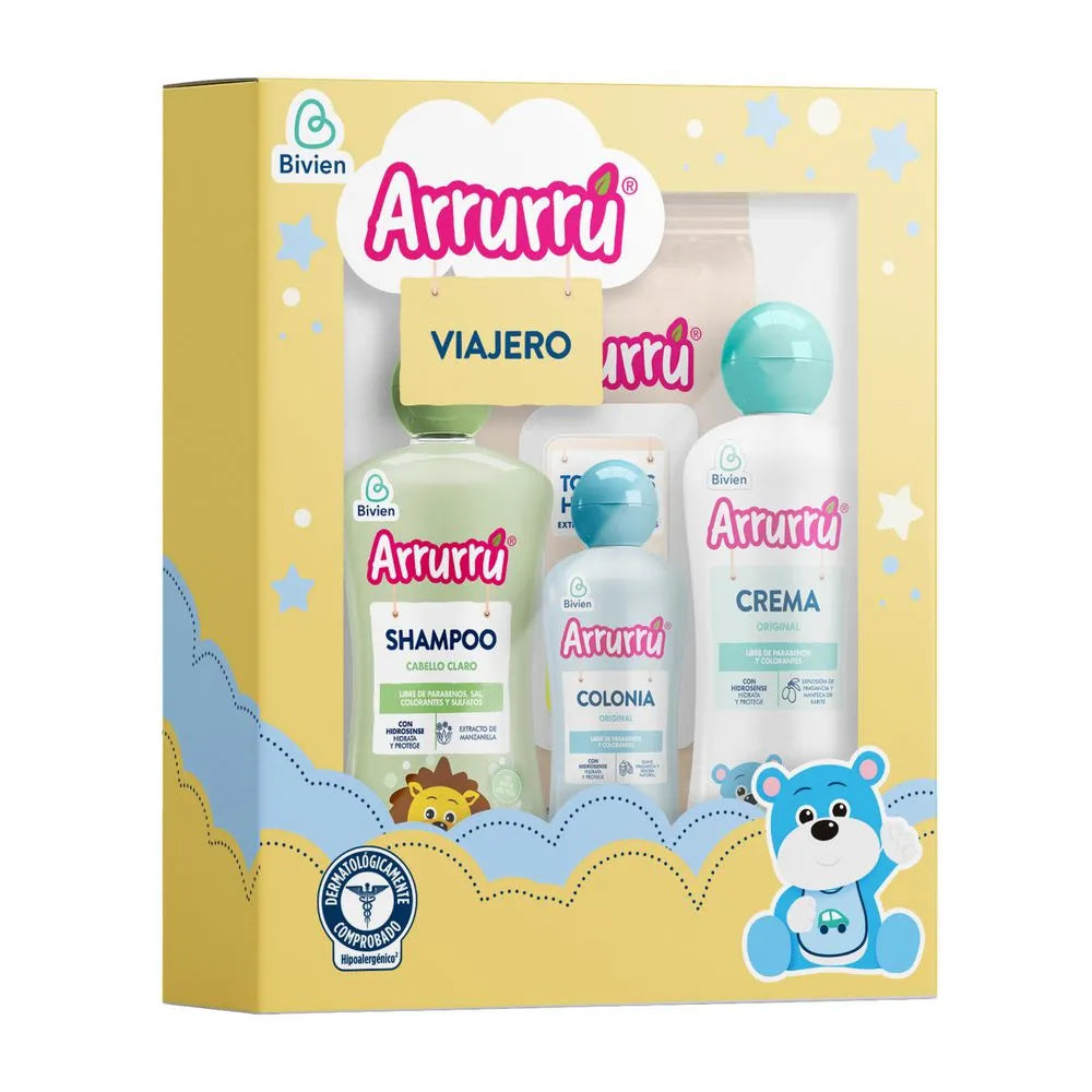 ESTUCHE ARRURRÚ VIAJERO AZUL — 4 ARTÍCULOS