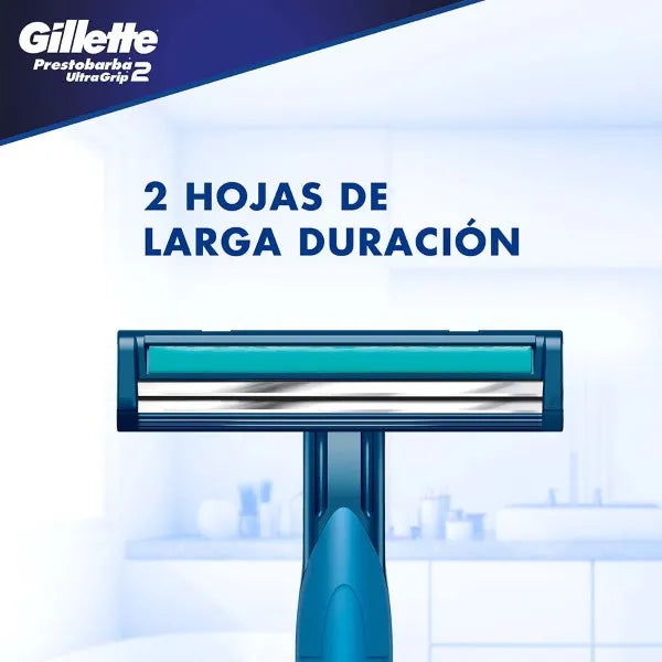 MÁQUINA DE AFEITAR GILLETTE PRESTOBARBA ULTRAGRIP 2 — CABEZA FIJA X 3 UNIDADES