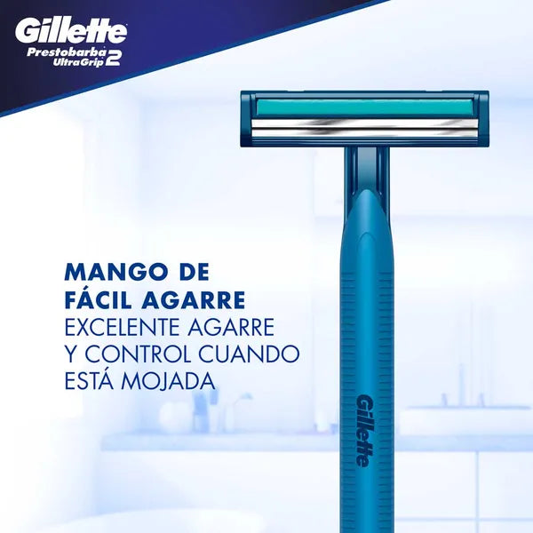 MÁQUINA DE AFEITAR GILLETTE PRESTOBARBA ULTRAGRIP 2 — CABEZA FIJA X 3 UNIDADES