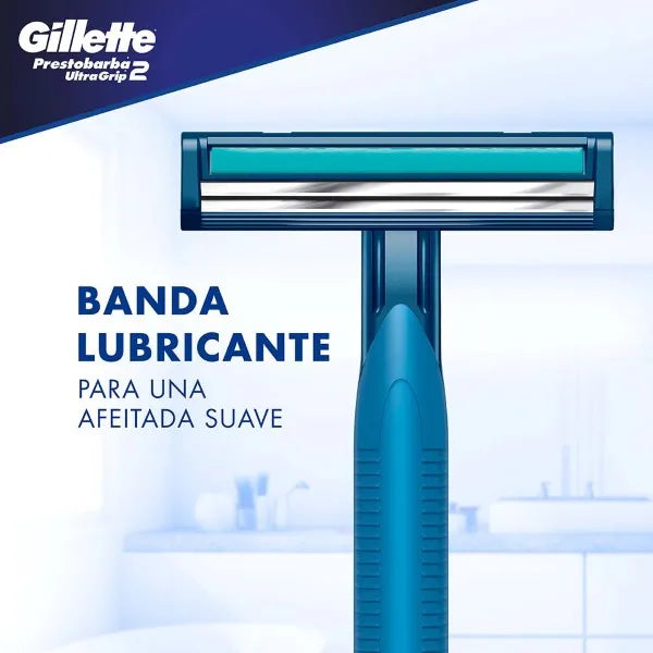 MÁQUINA DE AFEITAR GILLETTE PRESTOBARBA ULTRAGRIP 2 — CABEZA FIJA X 3 UNIDADES