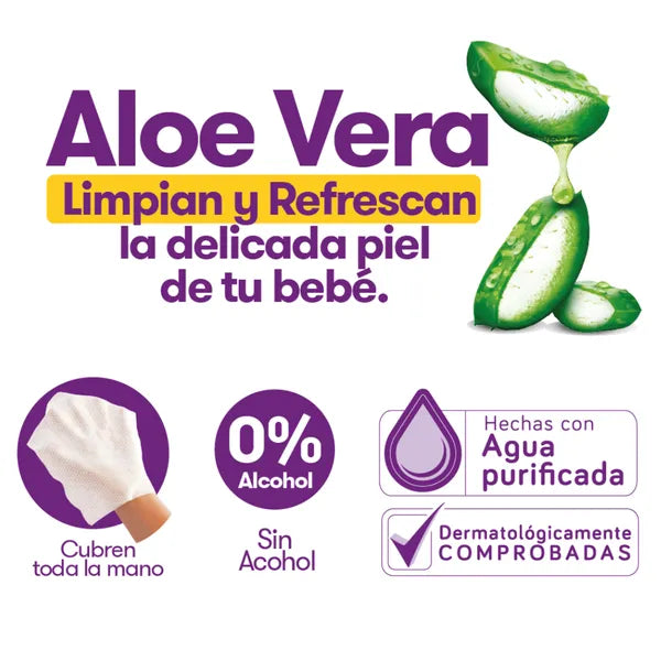 PAÑITOS HÚMEDOS PEQUEÑÍN CON ALOE FLAT PACK X 100 UNIDADES
