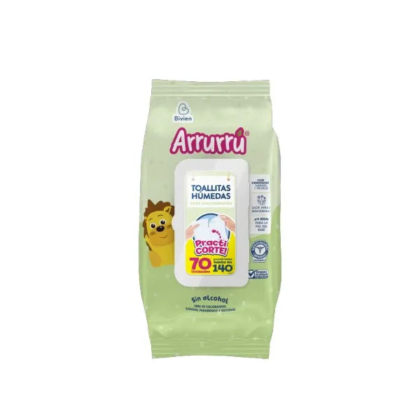 TOALLITAS HÚMEDAS ARRURRÚ ALOE PRACTICORTE X 70 UNIDADES