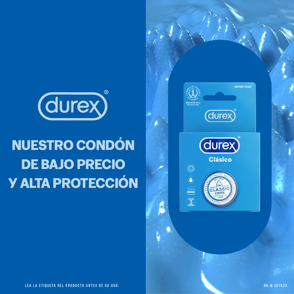 PRESERVATIVO DUREX CLÁSICO X 3 UNIDADES