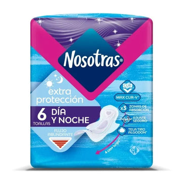 TOALLA NOSOTRAS EXTRA PROTECCIÓN DÍA Y NOCHE X 6 UNIDADES