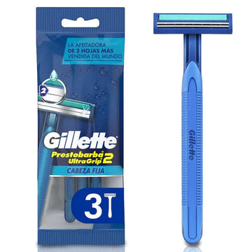 MÁQUINA DE AFEITAR GILLETTE PRESTOBARBA ULTRAGRIP 2 — CABEZA FIJA X 3 UNIDADES