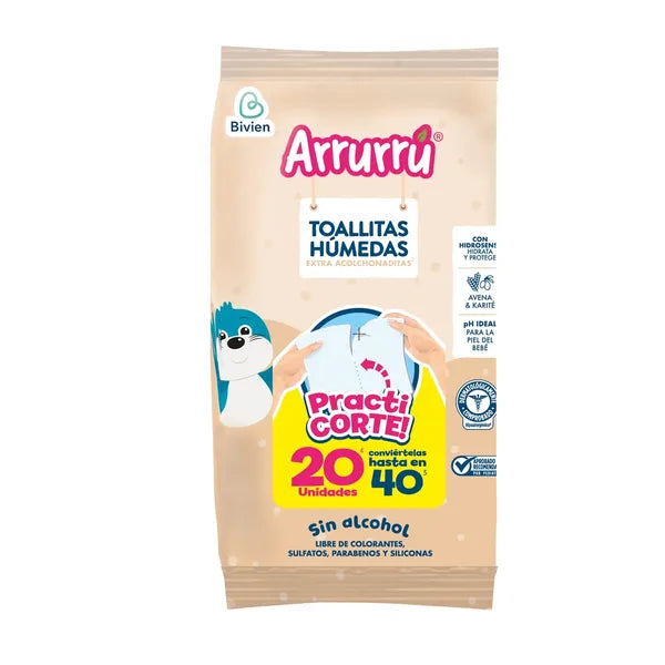 TOALLITAS HÚMEDAS ARRURRÚ CON AVENA X 20 UNIDADES