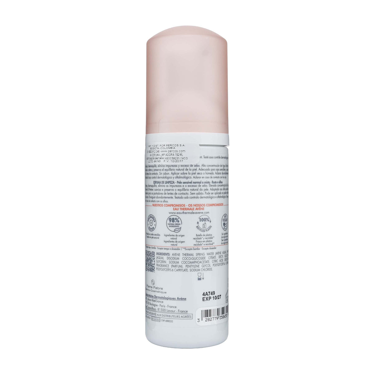 ESPUMA AVENE LIMPIADORA 150 ML